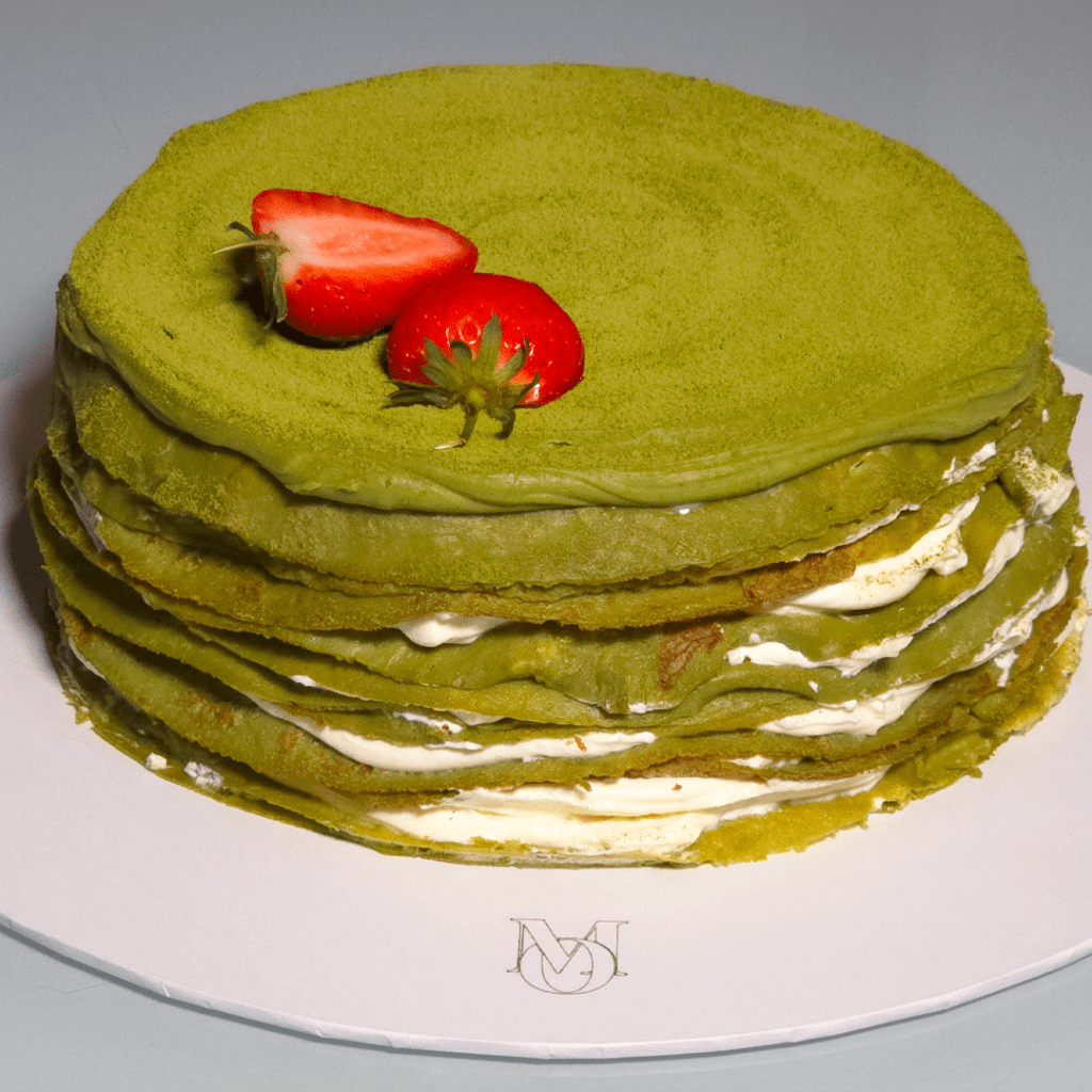 private client cake delivery Mayfair 1 Matcha Mille Crepe Cake
