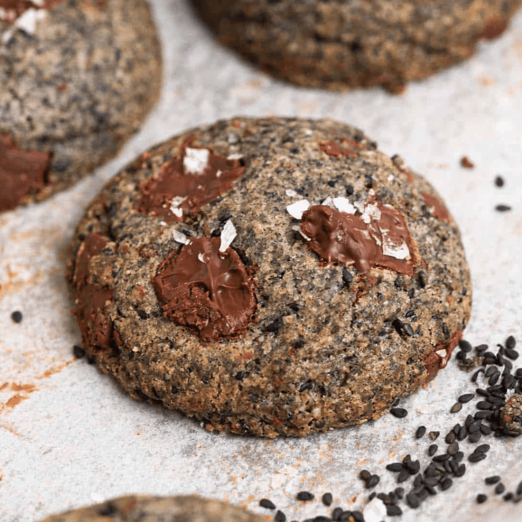 black sesame cookie close up