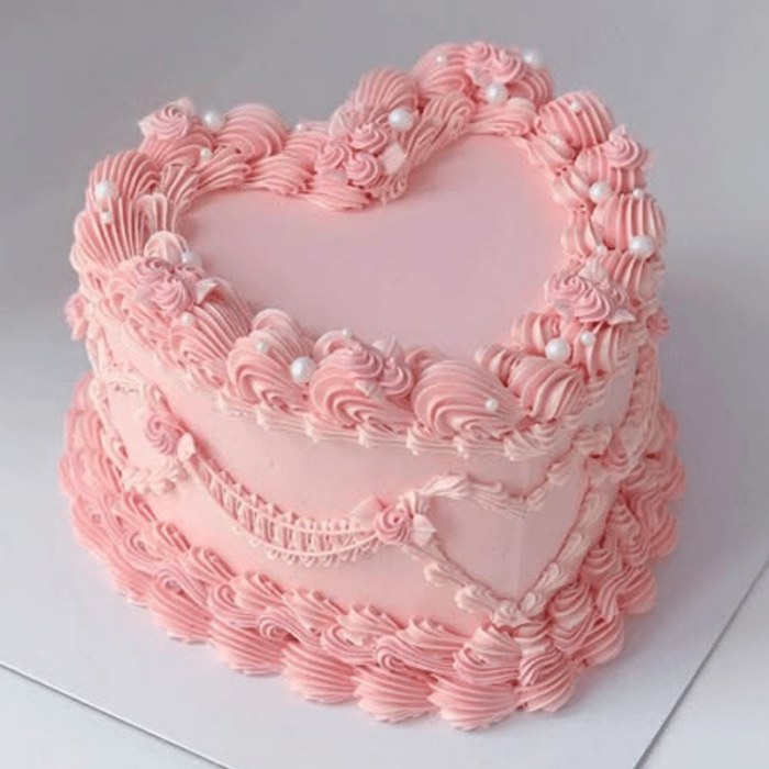 Pink Lambeth Heart Cake From £185