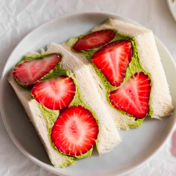 Japanese Matcha Strawberry Sando Sandwich